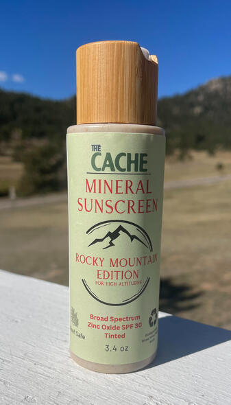 mineral sunscreen in a biodegradable bottle